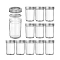 8 ounce round Wide Mouth airtight glass mason jar with split tops lid for canning honey food storage